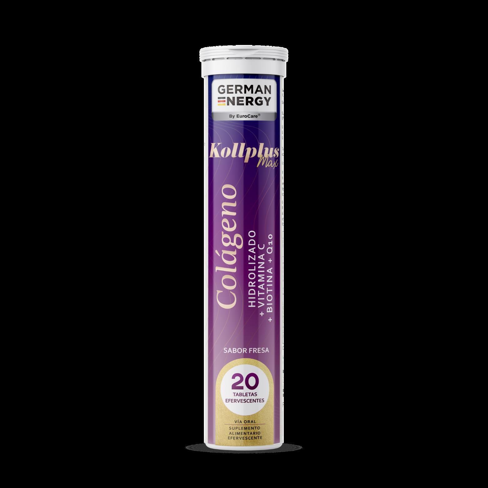 Kollplus Max Colágeno German Energy Sabor Fresa - Tubo 20 UN