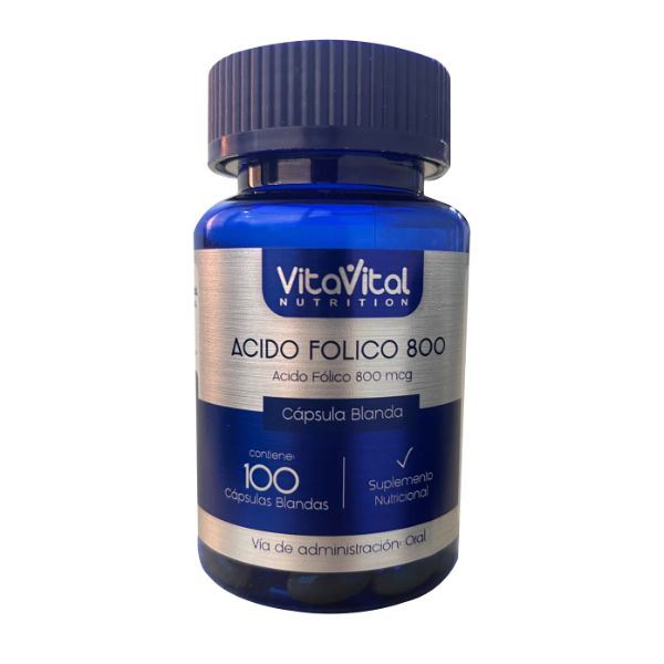 Ácido Fólico 800mg VitaVital Cápsulas - Frasco 100 Un