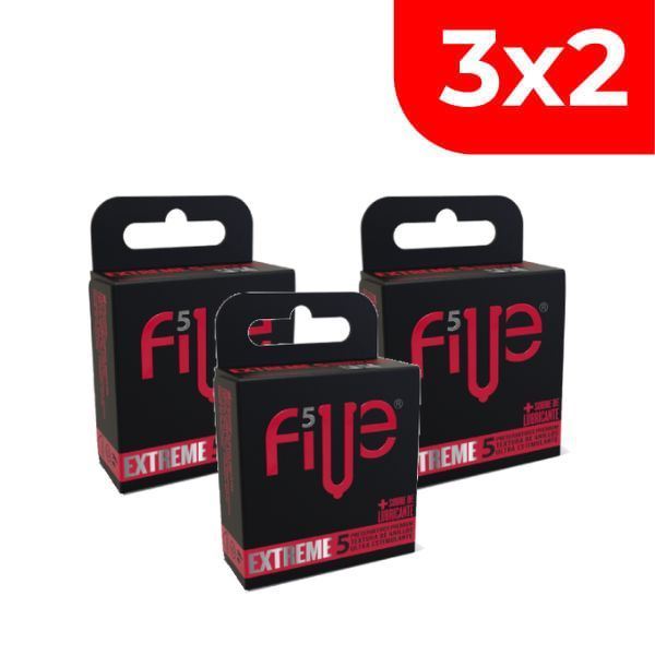 3x2 Preservativos Five Extreme Ultra Estimulante - Caja 5 UN