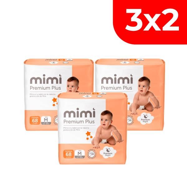 3x2 Pañal Mimi Plus Talla M - Bolsa 68 UN