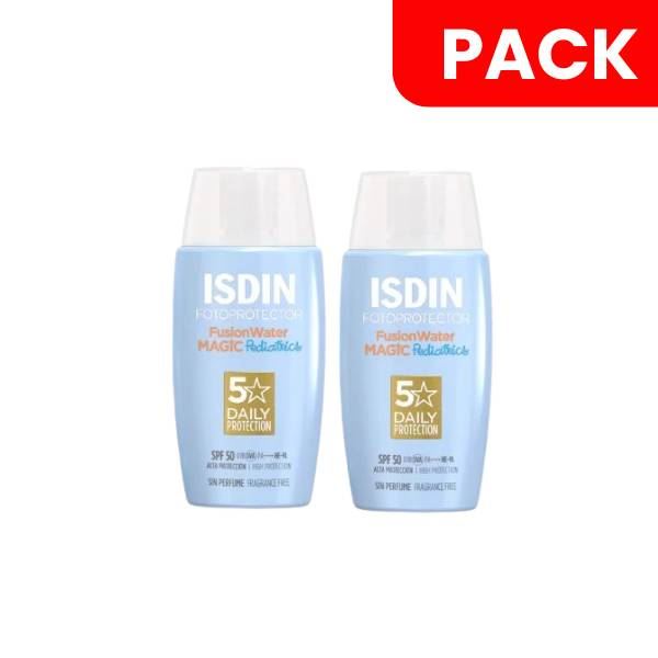 Dúo Pack Isdin Fotoprotector Fusion Water Magic Pediatrics SPF 50 - Frasco 50 ML