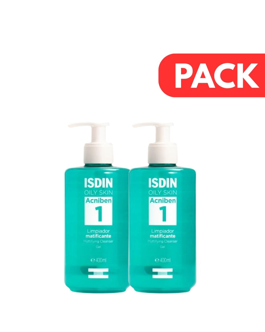 Dúo Pack Isdin Acniben Limpiador Purificante- Frasco 400 ML