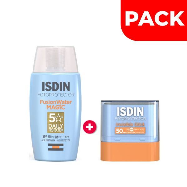 Pack Isdin Fotoprotector Fusion Water Magic 50 ML + Invisible Stick 10 G