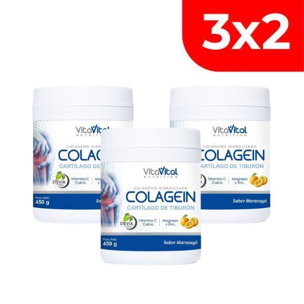 3x2 VitaVital Colagein Sabor Maracuya - Frasco 450 G