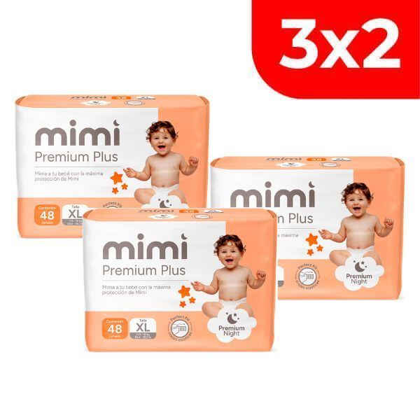 3x2 Pañal Mimi Plus Talla XL - Bolsa 48 UN