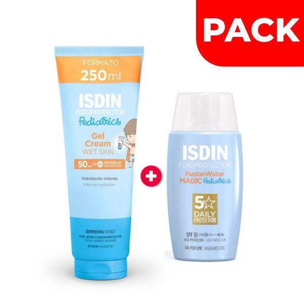 Pack Fotoprotector Isdin Gel Cream Pediatrics 250 ML + Fusion Water Magic Pediatrics 50 ML