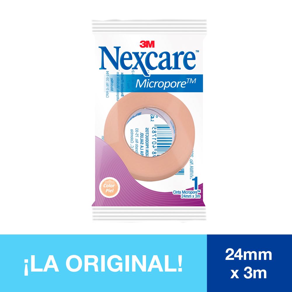 Cinta Nexcare Micropore 24mm x 3m Color Beige- Bolsa 1 UN