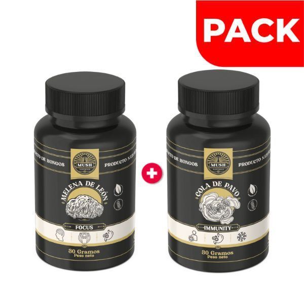 Mush Focus Melena De León & Immunity Cola De Pavo - Pack 2 UN