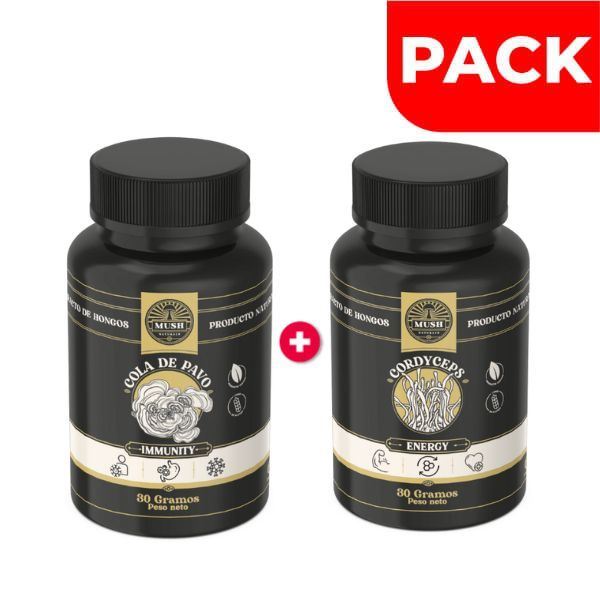 Mush Energy Cordcyeps & Immunity Cola De Pavo - Pack 2 UN