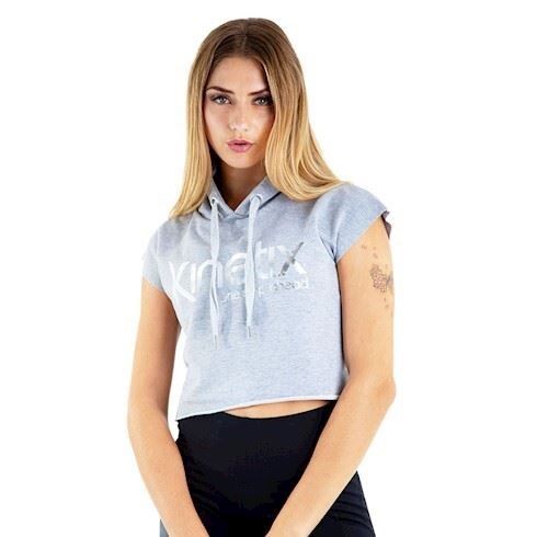 Polera Crop Kinetix Boxeadora Hoodie Melange Algodón Mujer
