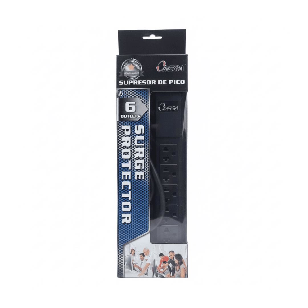 Supresor de Picos Omega 491124BK 6 Tomas 1.2m 2500W 220V