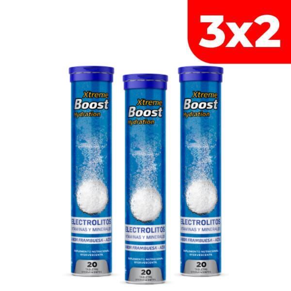 3x2 Xtreme Boost Hydration Efervescente German Energy - Tubo 20 UN