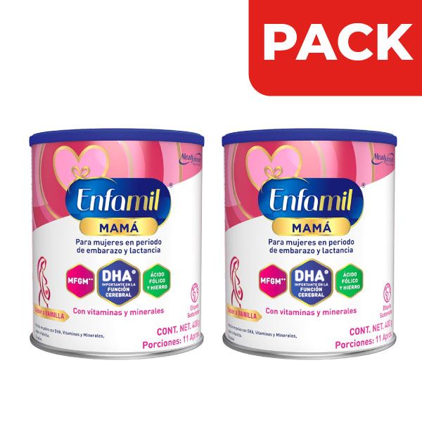 Dúo Pack Enfamil Mamá en Periodo de Embarazo y Lactancia Sabor Vainilla - Lata 400 G