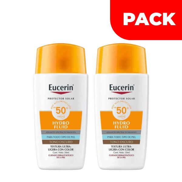 Dúo Pack Eucerin Sun Hydro-Fluid Tono Oscuro FPS 50+ - Frasco 50 ML