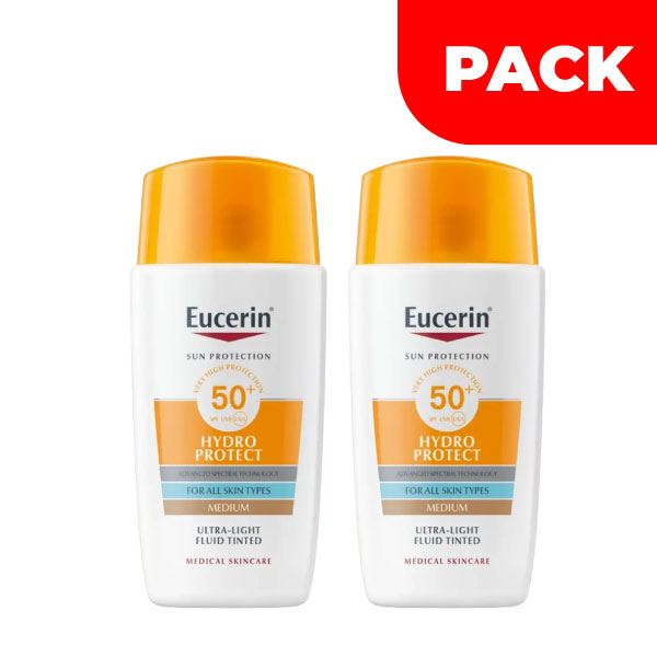 Dúo Pack Eucerin Sun Hydro-Fluid Tono Medium FPS 50+ - Frasco 50 ML