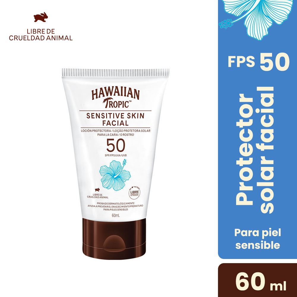 Hawaiian Tropic Sensitive Skin Facial SPF50 - Frasco 60 ML
