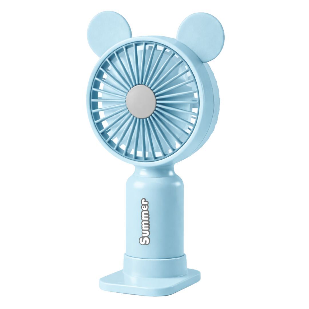 Ventilador de Mano Portátil USB Recargable con Luz LED y 2 Velocidades