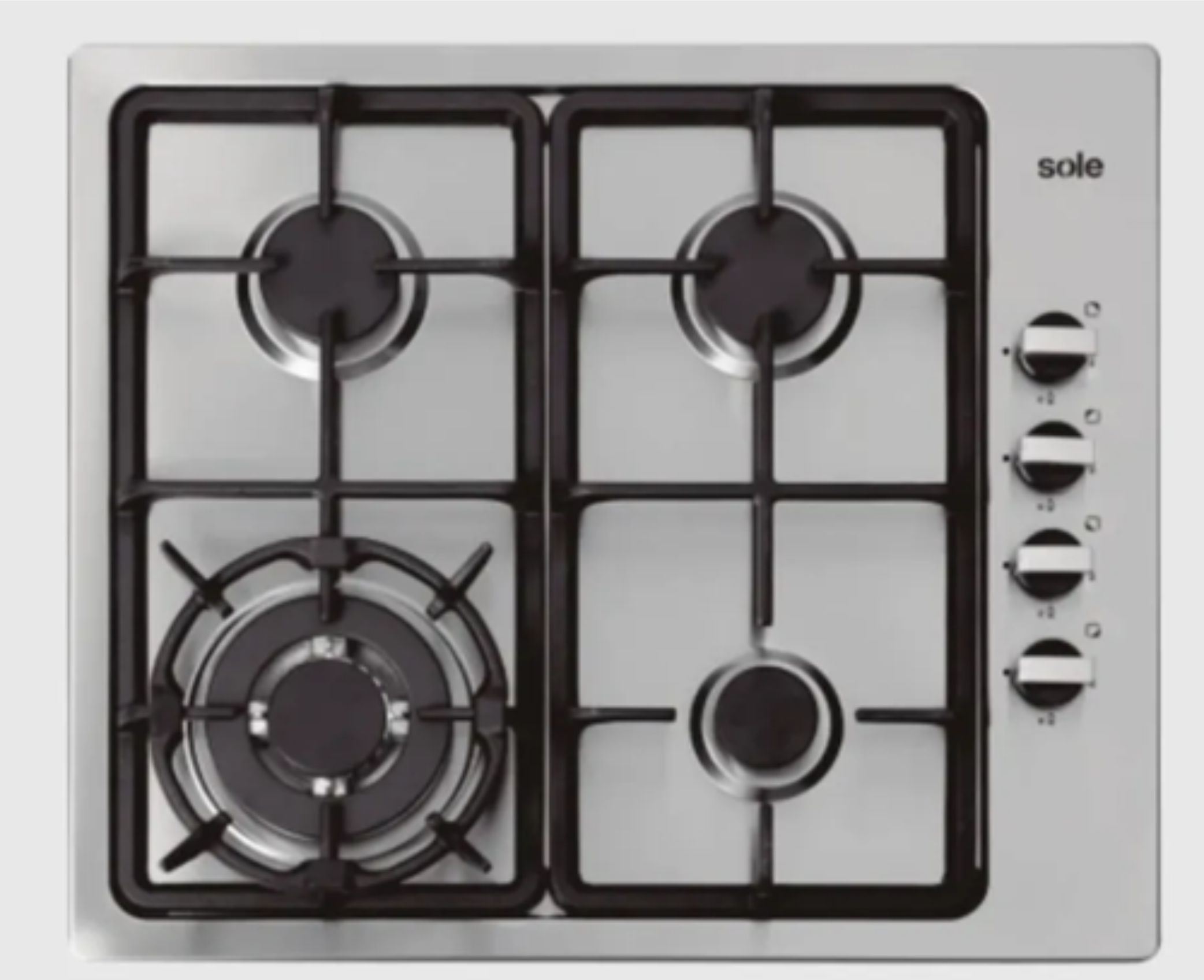 Encimera a Gas 58cm 4 Quemadores Sole Acero Inoxidable Solco036