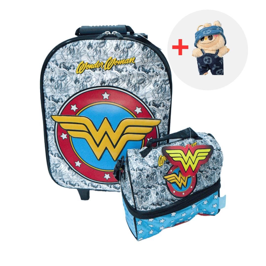 MALETA ESCOLAR 2 EN 1 WONDER WOMAN + LABUBU