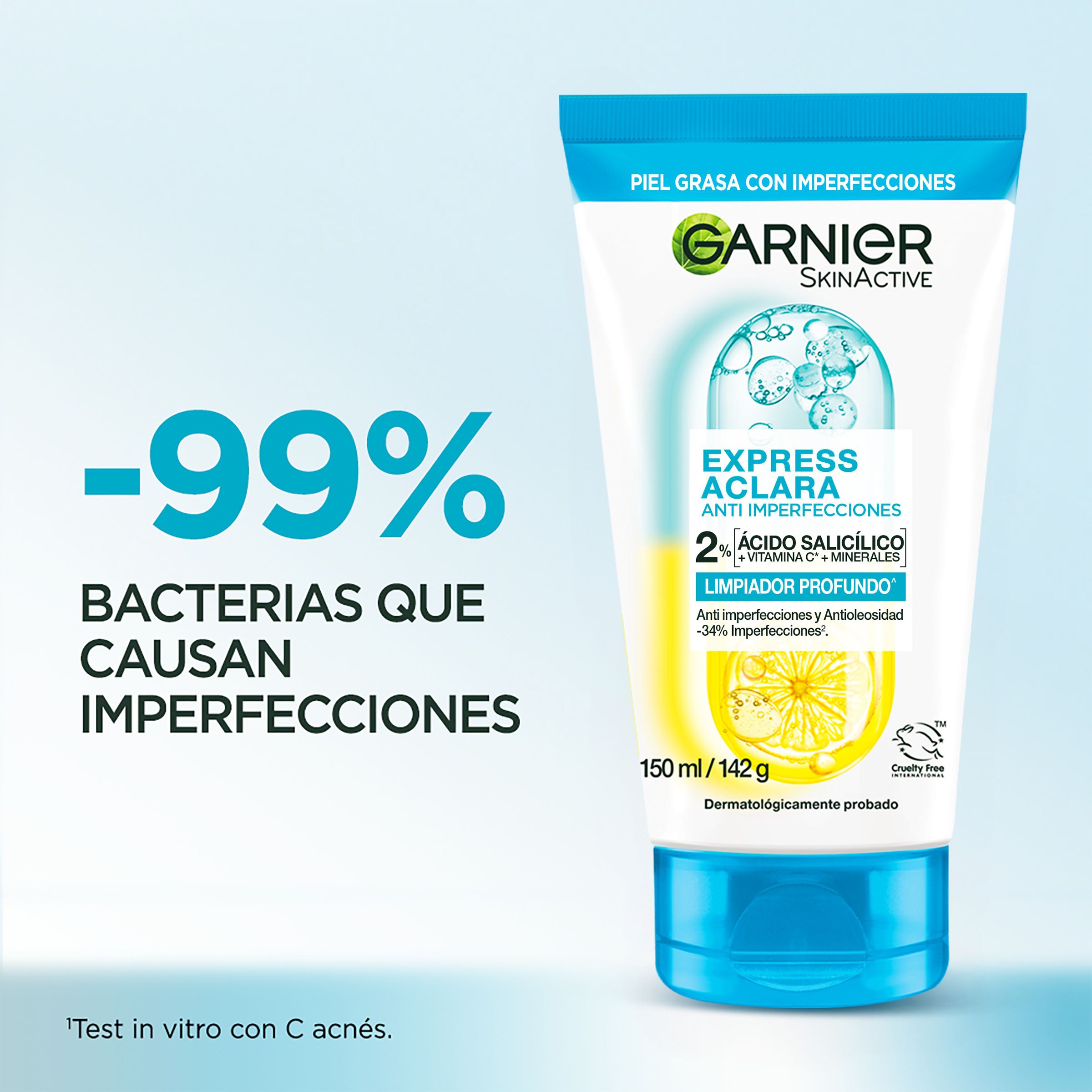 Garnier Express Aclara Anti Imperfecciones Limpiador Profundo 150ml