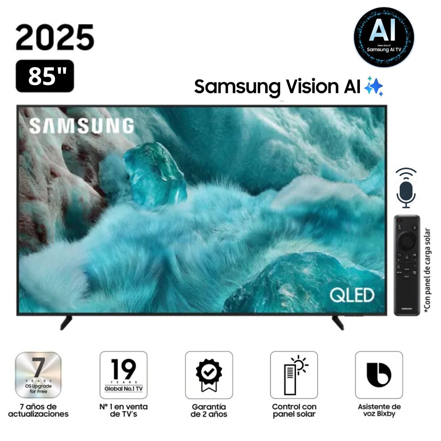 Televisor Samsung QLED 85" Visión AI Smart TV QN85Q7FAAGXPE - Nuevo 2025