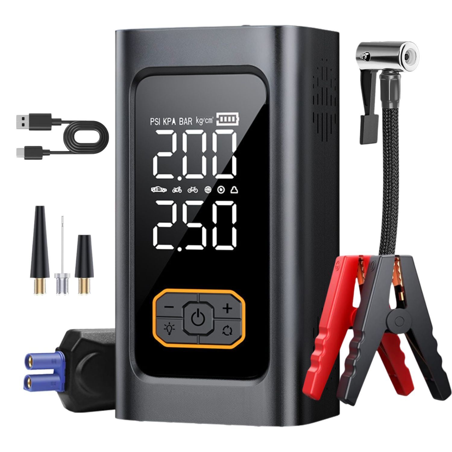 Arrancador Auto Y Camioneta de 12v Con Inflador Y Linterna LED Recargable 10000mAh