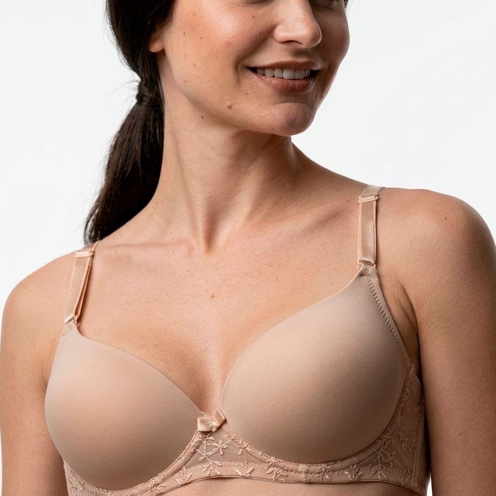 Brasier Realce Medio Con Encaje Peter Pan Beige 2312