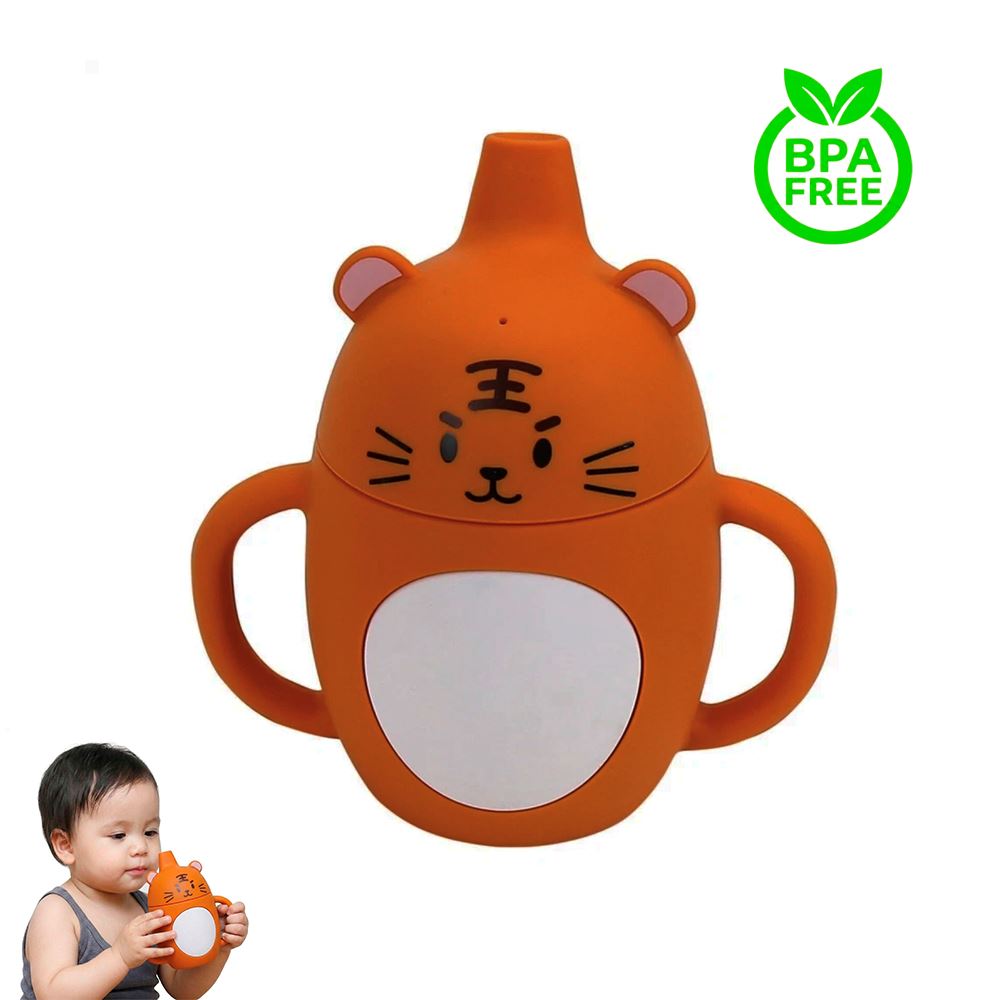 Vaso de Silicona Tigre naranja 360º anti derrame para bebe