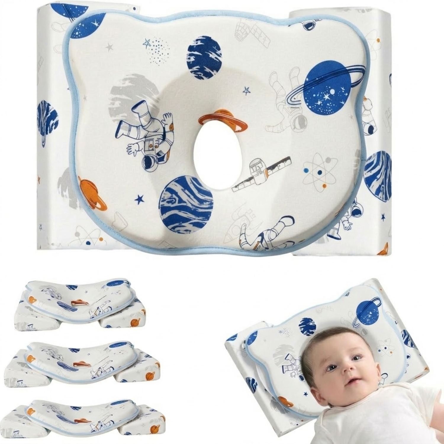 Almohada Anti Cabeza Plana 3 en 1 para Bebe Ergonómica con Sistema Antivuelco Niño A
