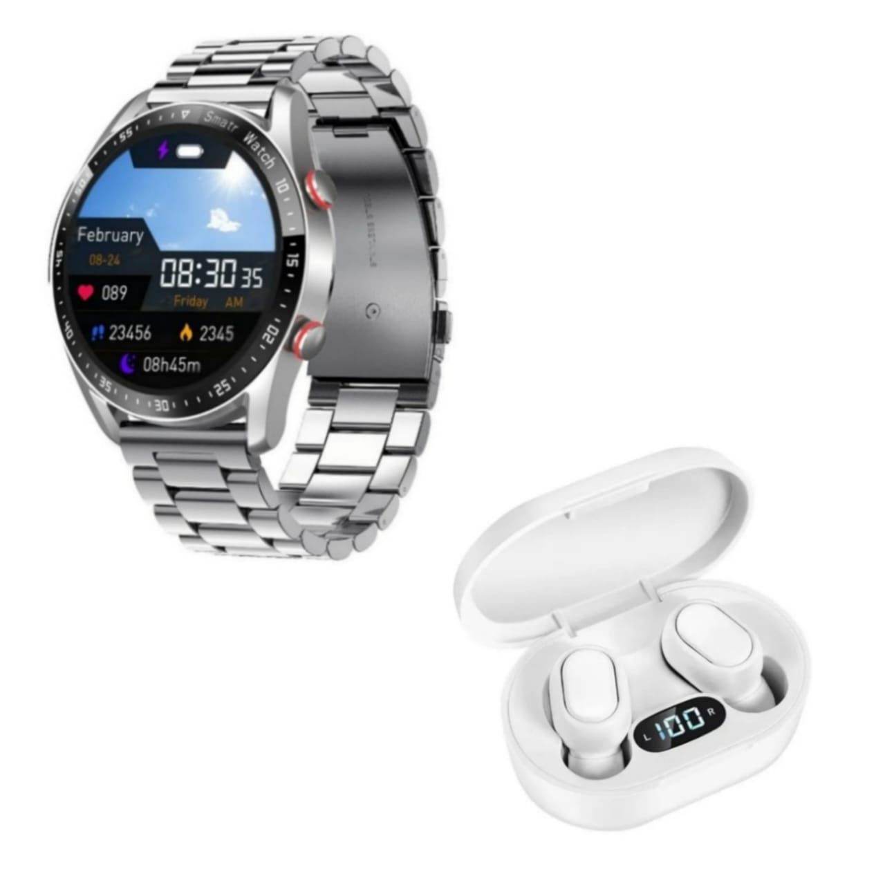 SMARTWATCH 9 PRO PLATA + EARBUDS MAX BLANCO