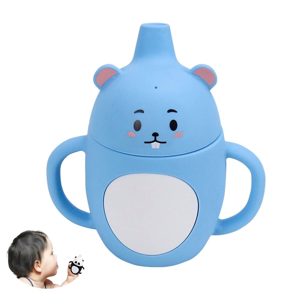 Vaso de Silicona Conejo celeste 360º anti derrame para bebe