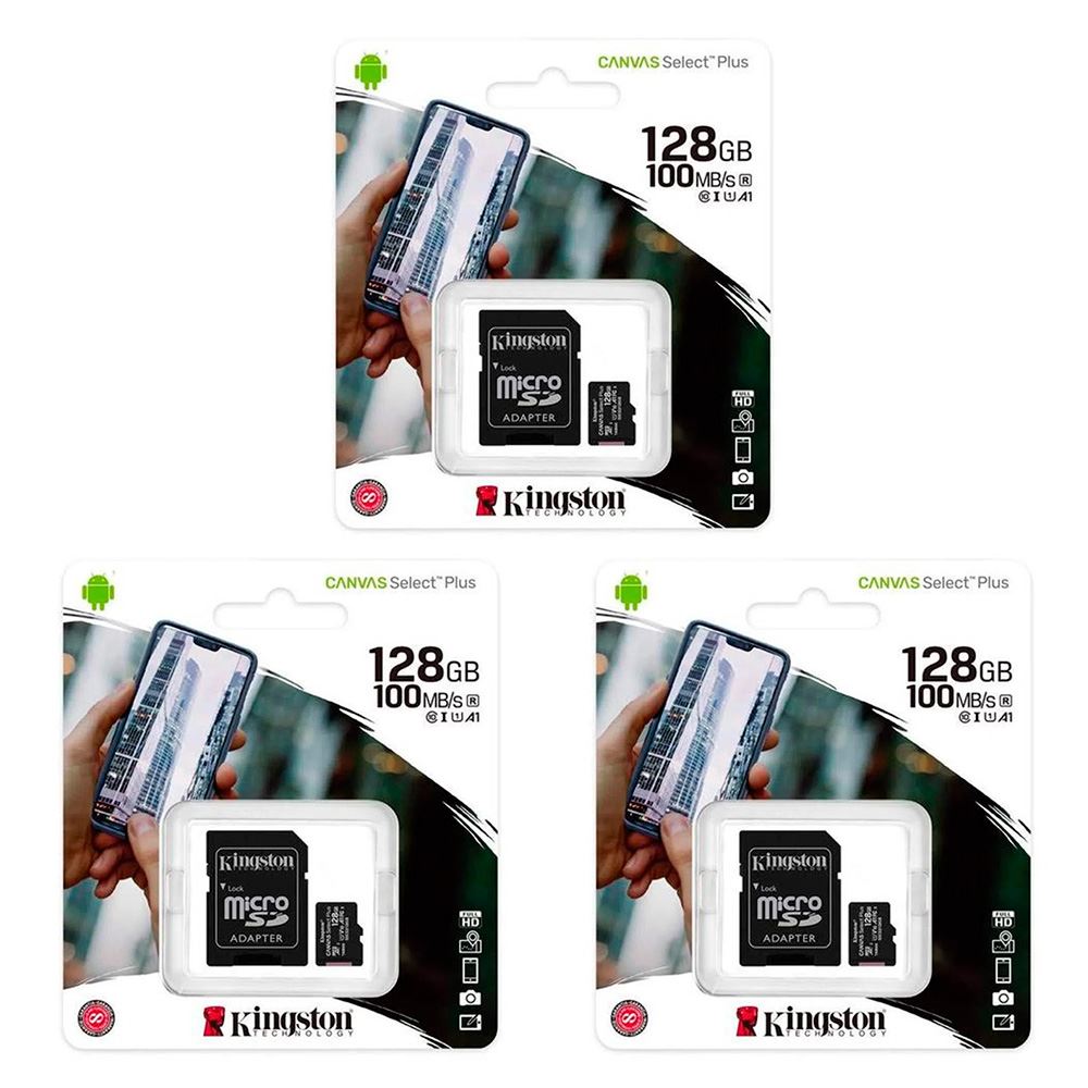 MEMORIA MICROSD KINGSTON 128GB KIT DE 3 UNIDADES