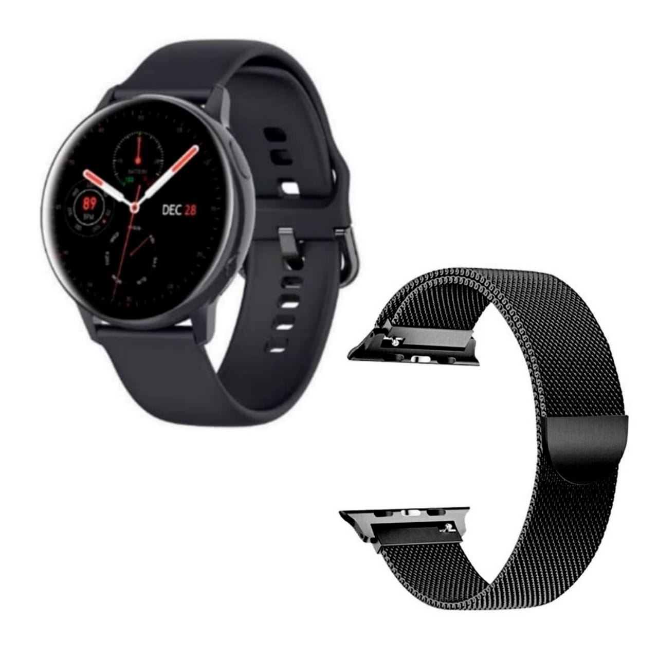 PACK SMARTWATCH MC66 ULTRA NEGRO + CORREA ACERADA NEGRO