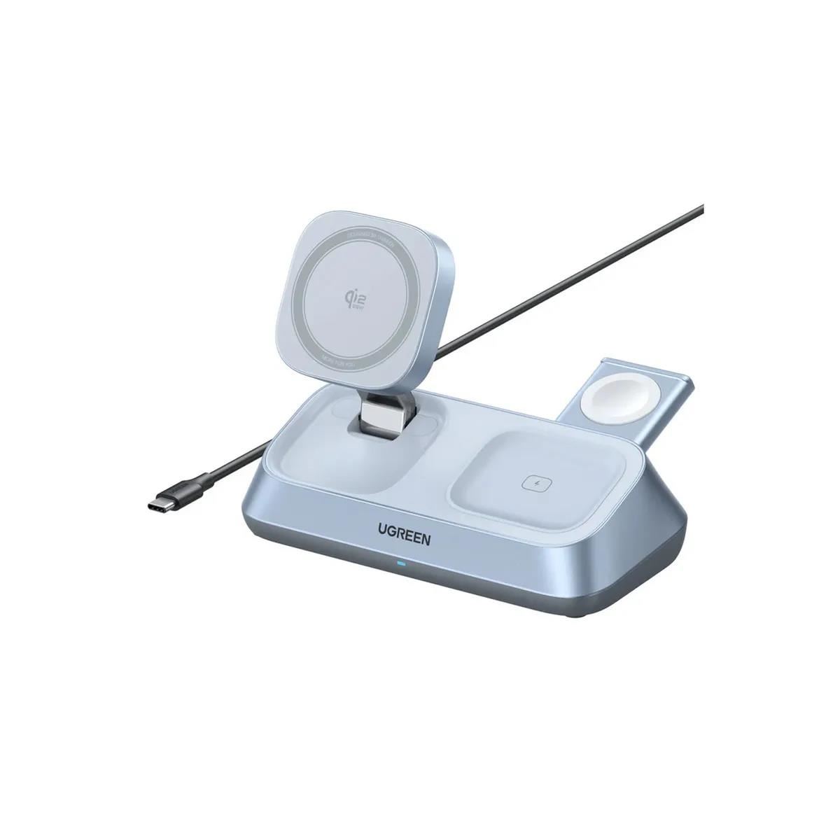 Cargador 3 en 1 MagFlow 25W Qi2 Magsafe Inalámbrico Magnético Plegable Ugreen W711 - 55676