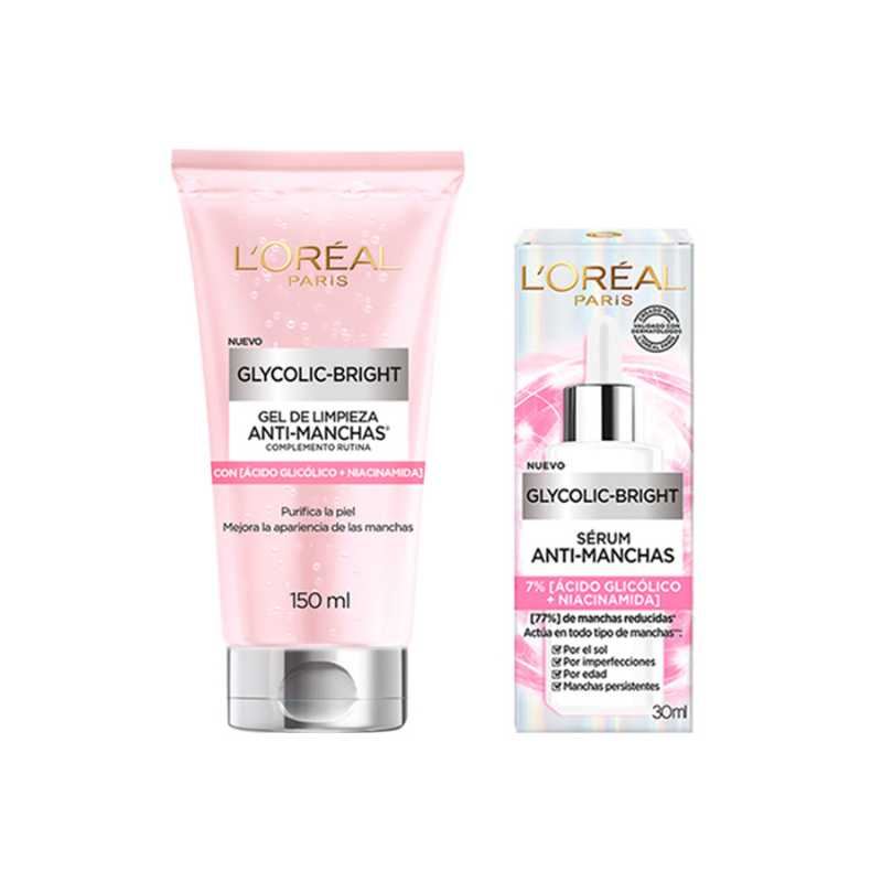 Pack L’Oréal París Glycolic Bright Gel + Serum rostro