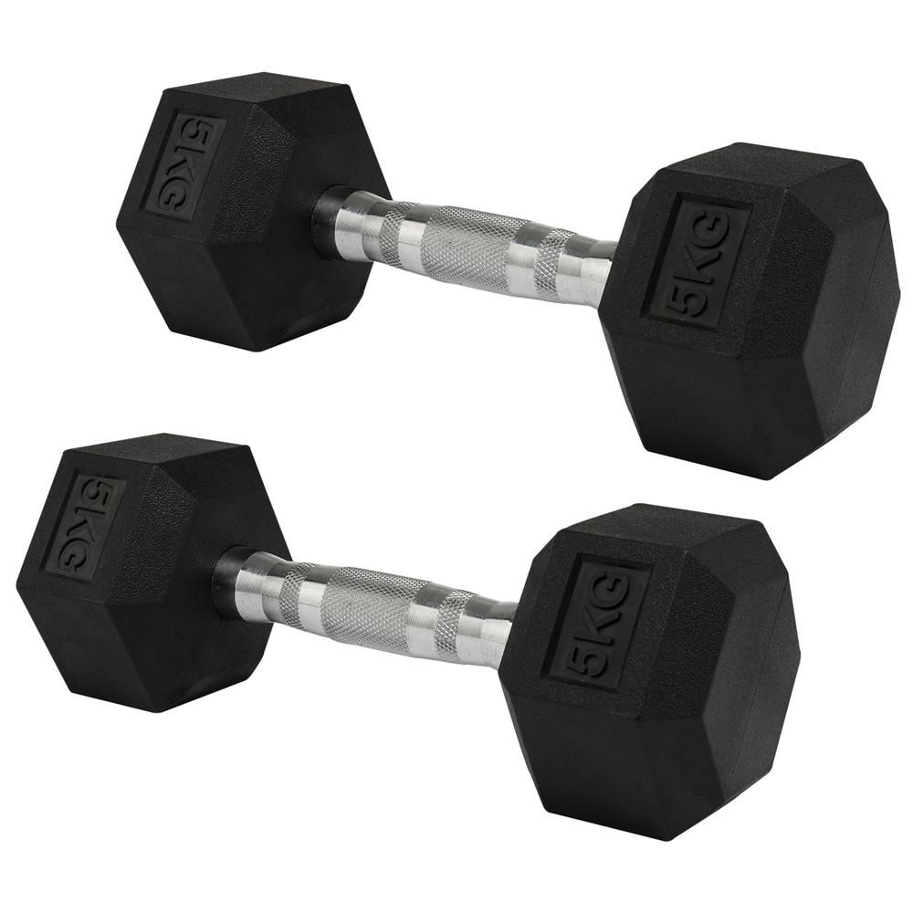 Par de mancuernas hexagonales de caucho Atletis de 5kg