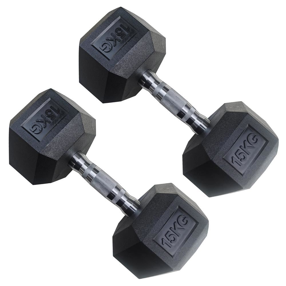 Par de mancuernas hexagonales de caucho Atletis de 15kg