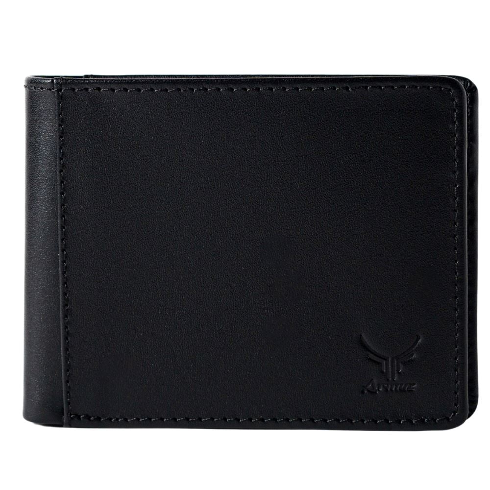 Billetera de Cuero Vacuno Classic AR17 Negro con Gris
