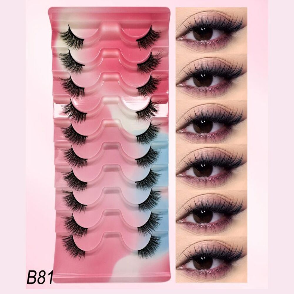 Pestañas Postizas Estilo Manga - Ojo de Gato Natural, Cortas y Suaves 3D Falsas Mink Voluminosas y Esponjosas