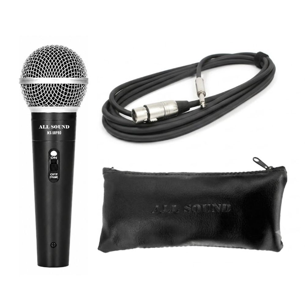 Micrófono Multipropósito All Sound MX-100 para Karaoke y Eventos con Estuche