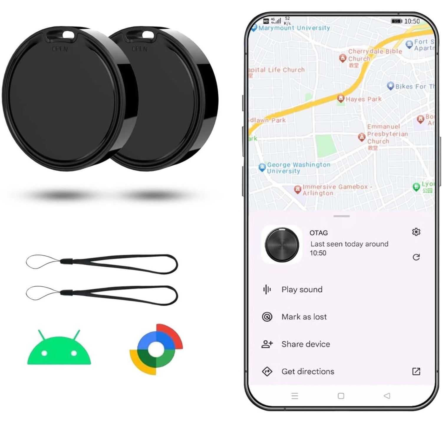 Rastreador Bluetooth para Llaves y Objetos Compatible Android iOS Paquete de 2