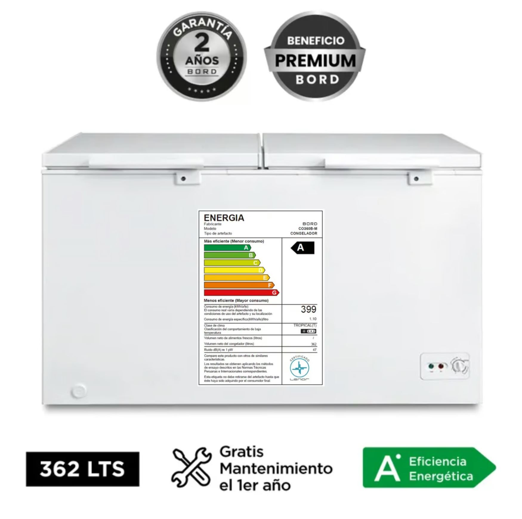 Congelador BORD CO360B-M 362 L 2 Puertas - Blanco