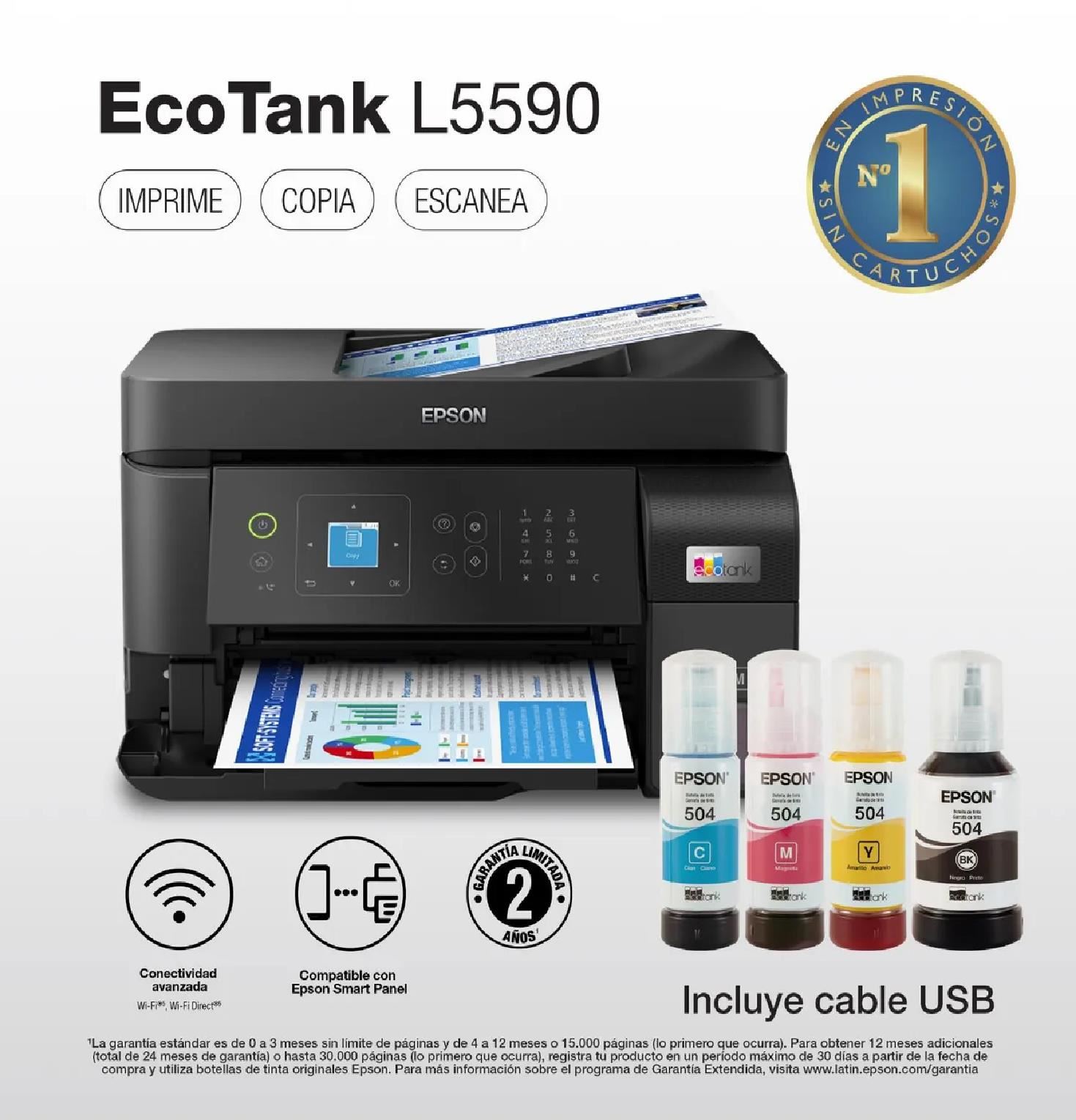 Impresora Multifuncional EPSON Ecotank L5590 Fax USB LAN Wifi