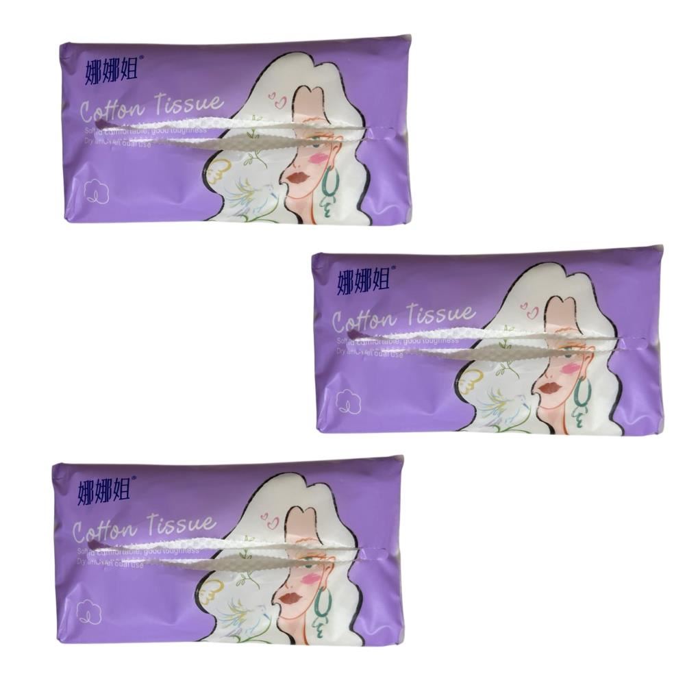 3 Paquetes con 60 pañuelos de algodón tissues Desechables