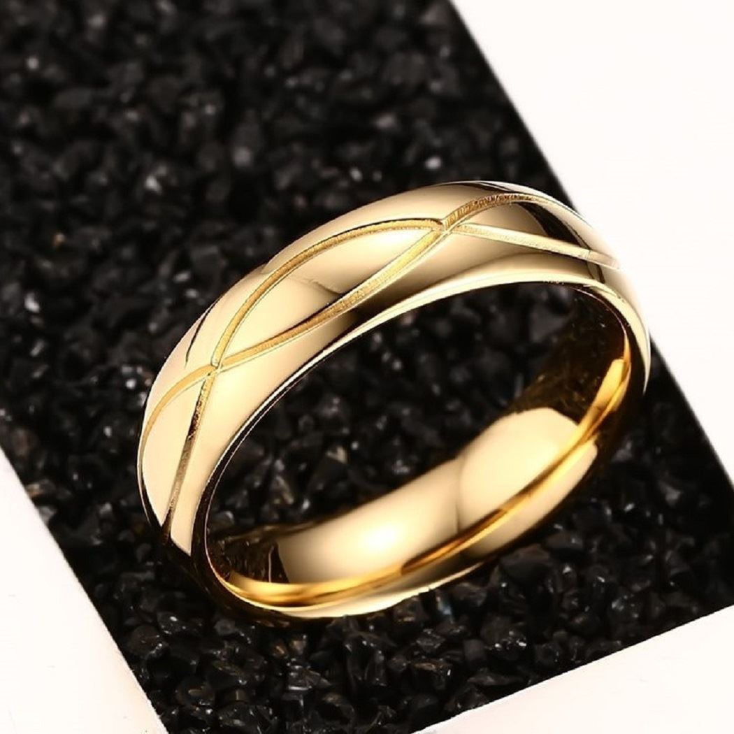 Anillo de Matrimonio Alianzas Deluxe Mujer Bañado Oro 18K Genieka