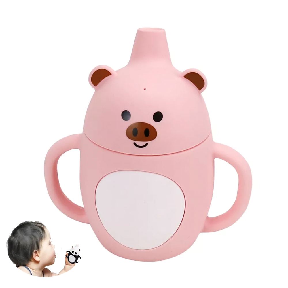 Vaso de Silicona Cerdito rosado 360º anti derrame para bebe