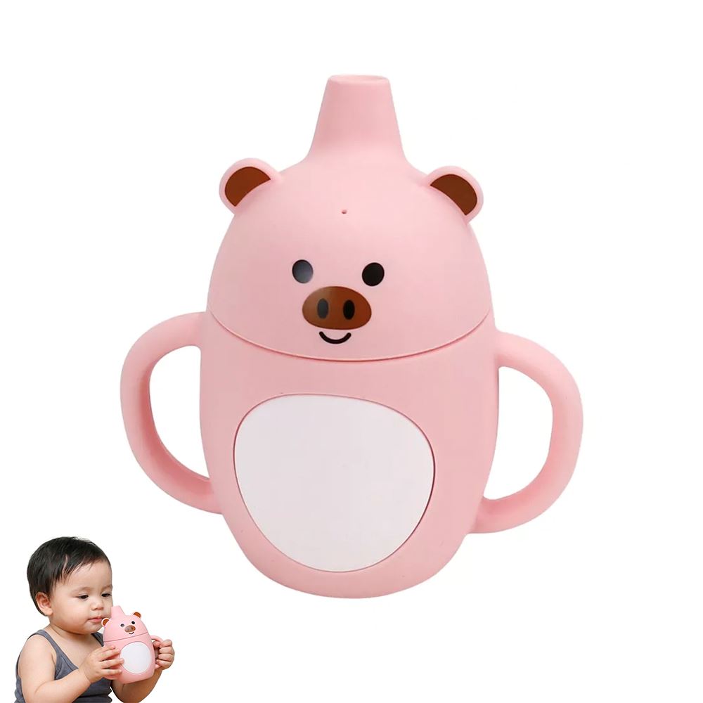 Vaso de Silicona Cerdito rosado 360º anti derrame para bebe
