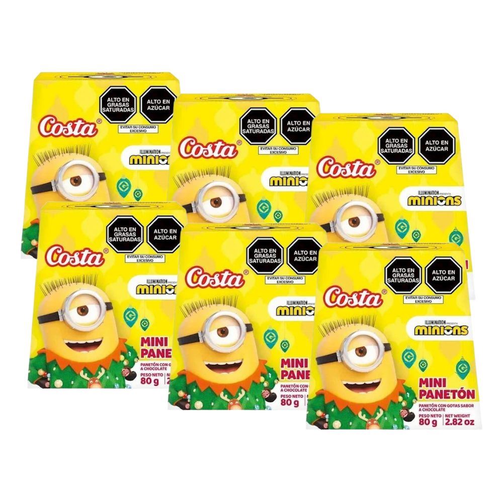 COSTA PANETÓN GOTAS CHOC MINI MINIONS 80G 6u