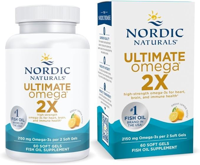 Nordic Naturals Ultimate Omega 2X | Omega 3 Alta Potencia EPA y DHA | 60 Softgels | Sabor Limón