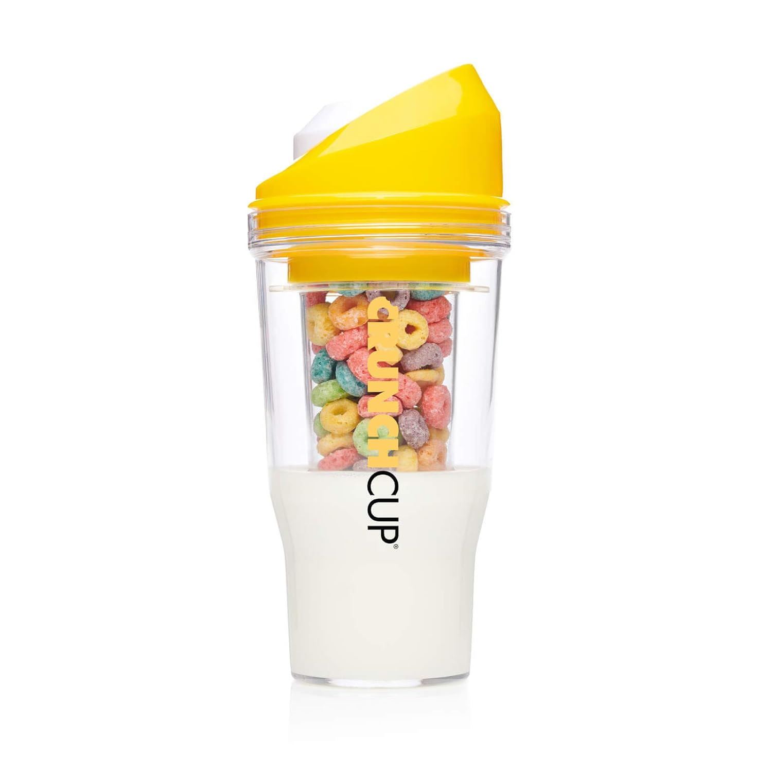 CrunchCup XL – Vaso portátil para cereal y leche (AMARILLO)